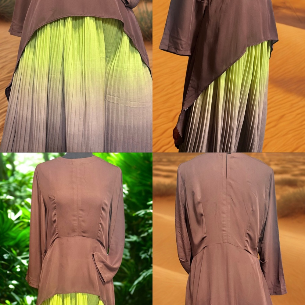 Elegant Two-Tone Pleated wide pant and high low shirt set